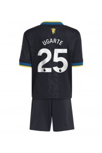 Manchester United Manuel Ugarte #25 Jalkapallovaatteet Lasten Kolmas peliasu 2025-26 Lyhythihainen (+ Lyhyet housut)